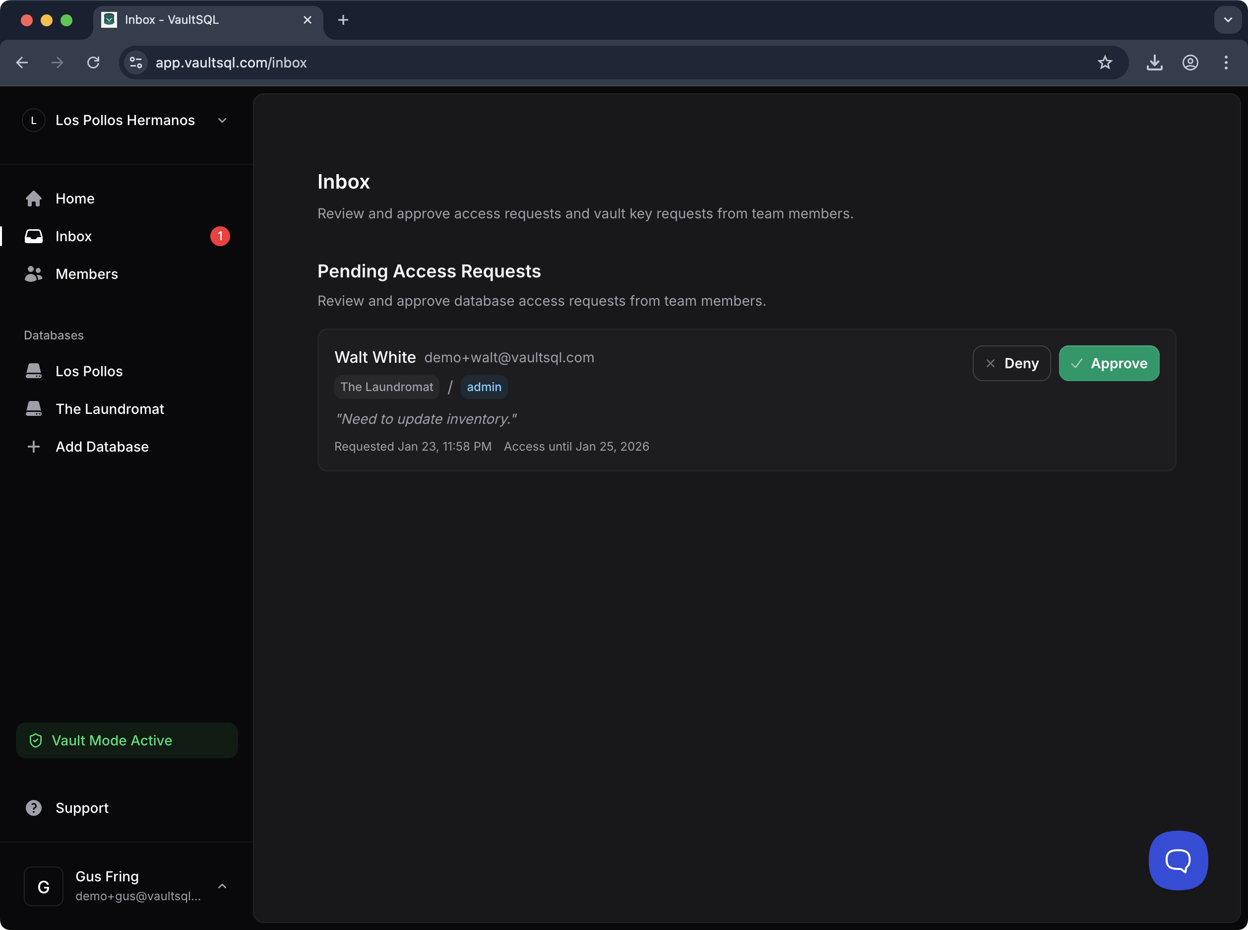 Access Requests & Members - VaultSQL Documentation